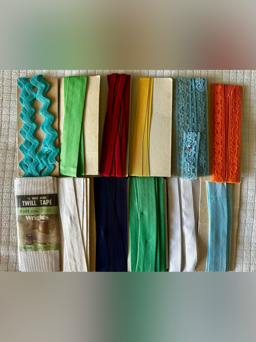 Vintage Lot (12) Sewing Notions Bias Tape, Seam Binding, Lace Trim. New/used.